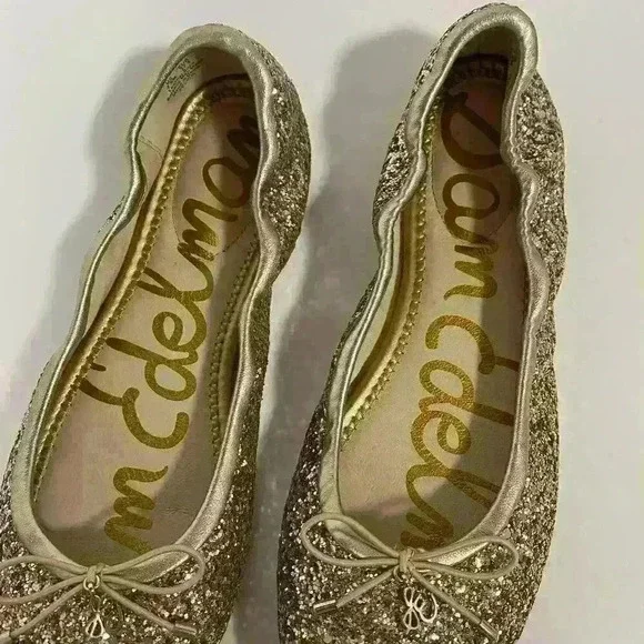 Sam Edelman Felicia Ballet Slippers Glitter Leather Women Size 7.5 - Picture 2 of 6
